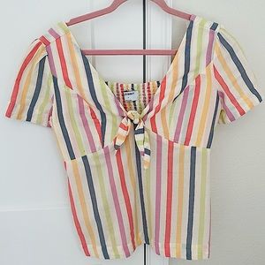 Striped Ribbed Back Blouse, Sz: S